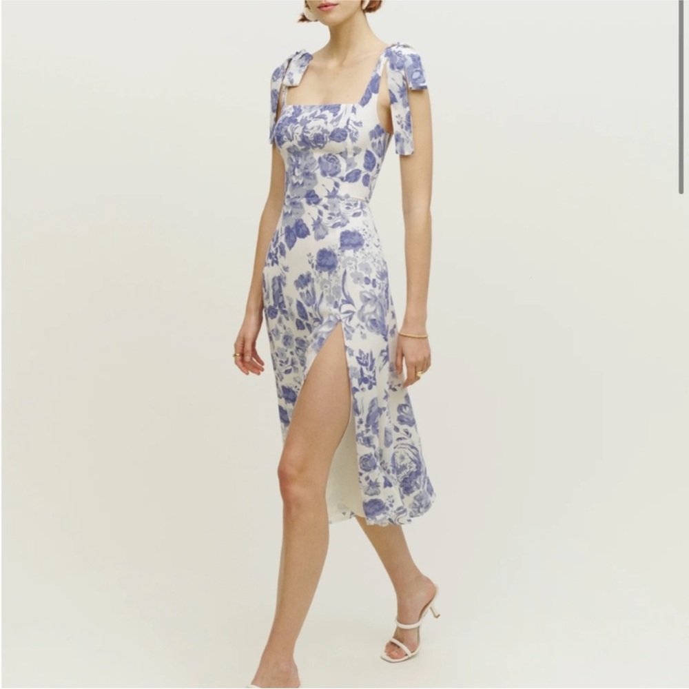 Reformation Twilight Dress Color Lucerne Size 2 Blue White Midi Dress